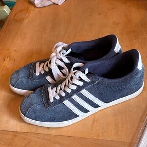 adidas Navy Suede Low-Top Sneakers with White Stripes